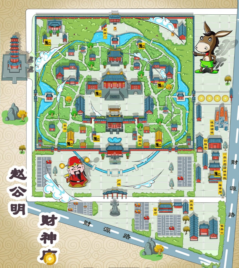 武义寺庙类手绘地图
